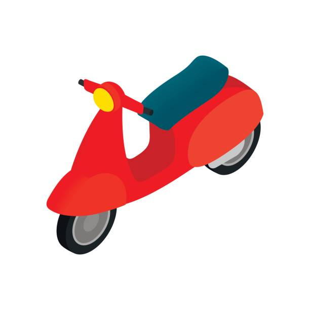 ilustrações de stock, clip art, desenhos animados e ícones de classic vespa scooter icon, isometric 3d style - vespa scooter