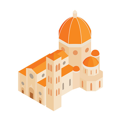 Roman Cathedral icon in isometric 3d style on a white background