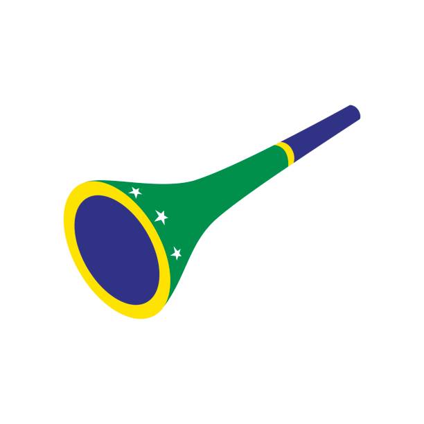 ilustrações, clipart, desenhos animados e ícones de ícone de trompete vuvuzela, estilo 3d isométrico - vuvuzela