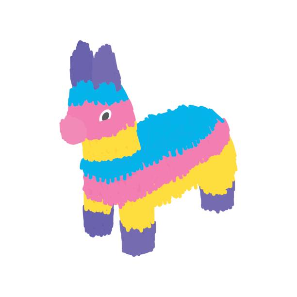 Colorful donkey icon, isometric 3d style Colorful donkey icon in isometric 3d style on a white background mexican mule stock illustrations
