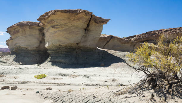 formations de pierres dans le parc ischigualasto - bizarre landscape sand blowing photos et images de collection