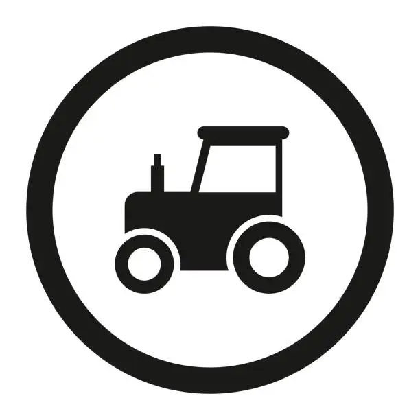 Vector illustration of No tractor prohibition sign line icon