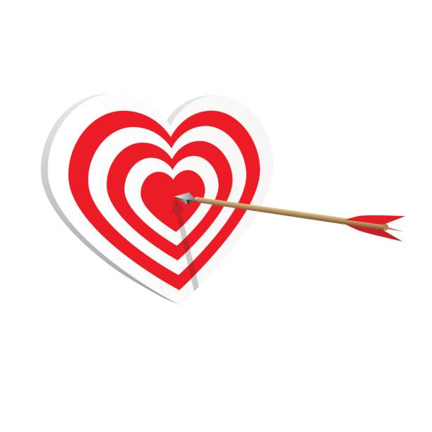 ilustrações, clipart, desenhos animados e ícones de destino coração ícone arte web. conceito de amorousness. ilustração vetorial - dart target darts penetrating