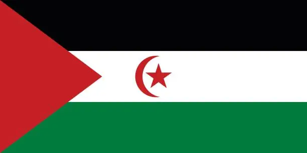 Vector illustration of Official vector flag of Western Sahara .