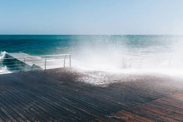 Photo of Waves crash against the promenade