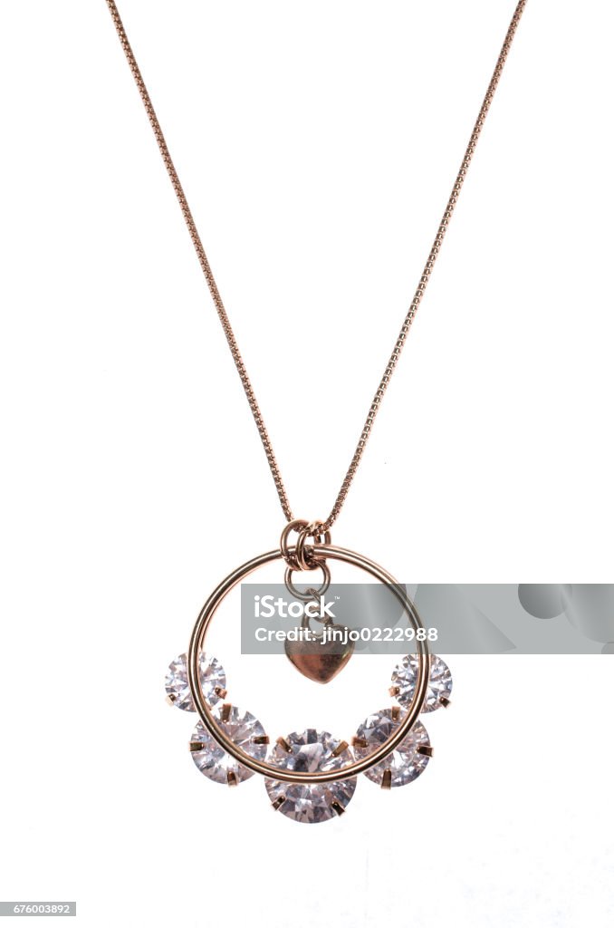 round pendant with a heart on a white background Amethyst Stock Photo