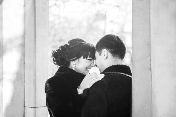 istock Happy wedding couple relaxing together 676004620