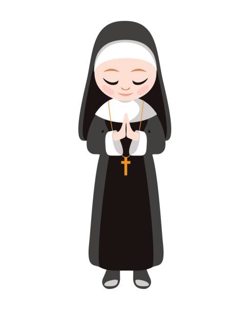 illustrations, cliparts, dessins animés et icônes de sœur catholique nonne. vector - nun catholicism praying women