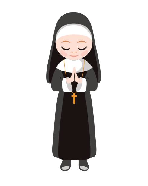 カトリックのシスターの修道女。ベクトル - nun catholicism praying women点のイラスト素材／クリップアート素材／マンガ素材／アイコン素材