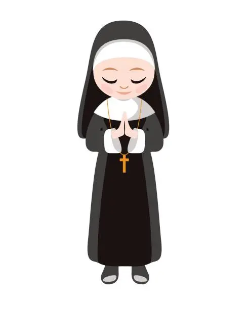 Vector illustration of Catholic sister nun. Vector