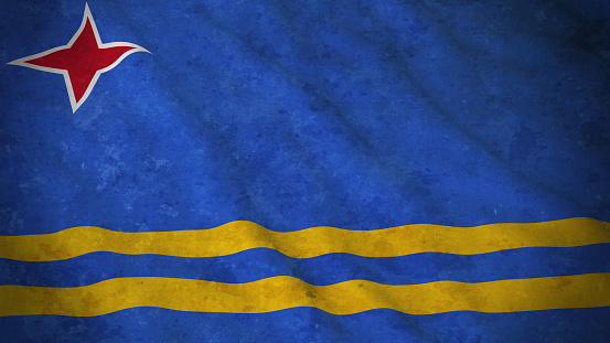 Grunge Flag of Aruba - Dirty Aruban Flag 3D Illustration