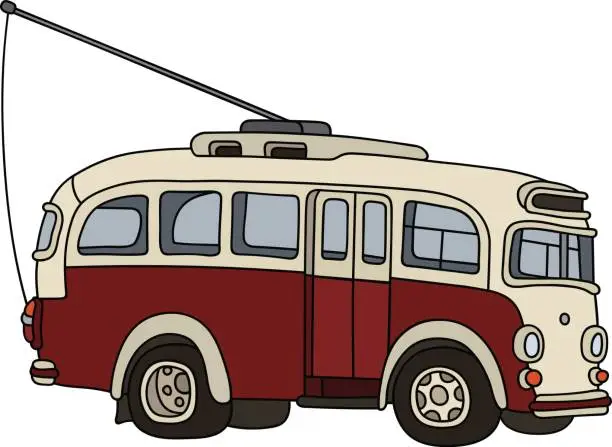 Vector illustration of Funny old trolleybus