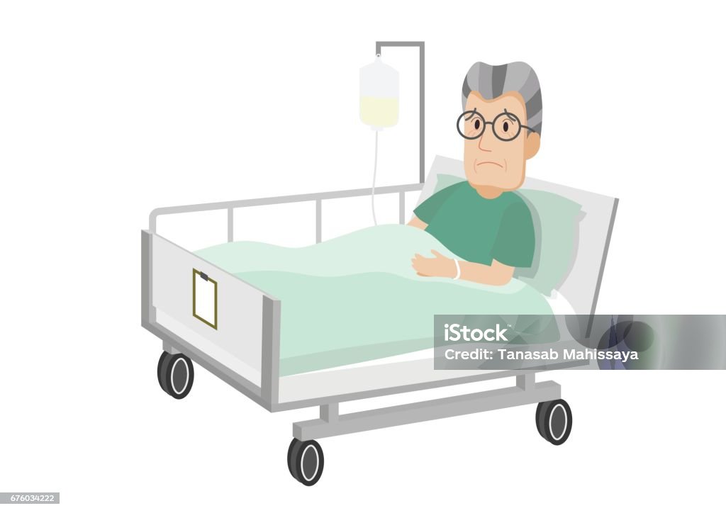 Senior Male Patient Resting In Hospital Stock Illustration - Download Image  Now - Adult, Adults Only, Aging Process - iStock
