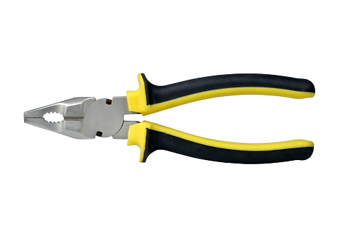 Pliers hand tool on white background, isolated with clipping path