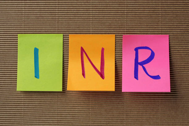 istock INR symbol on colorful sticky notes 676043254