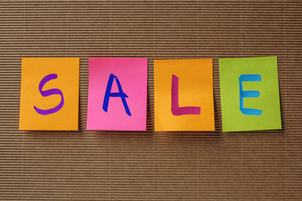 istock sale word on colorful sticky notes 676045648