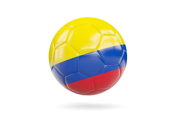 Football with flag of colombia stock photo