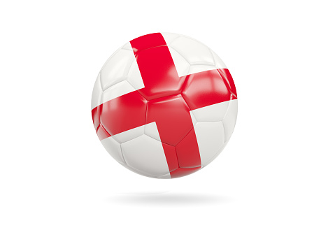 Football with flag of england isolated on white. 3D illustration