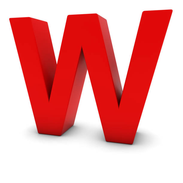 istock Red Capital W - 3D Letter W Isolated on white 676079174