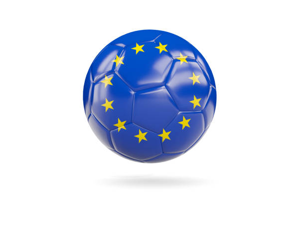Football with flag of european union stock photo