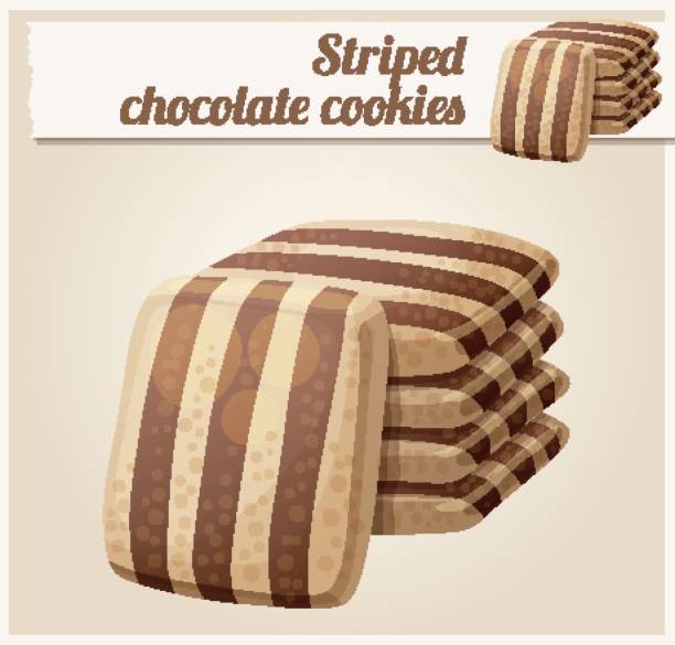 ilustrações de stock, clip art, desenhos animados e ícones de striped chocolate cookies. cartoon vector illustration. series of food and drink and ingredients for cooking. - white background stack heap food and drink