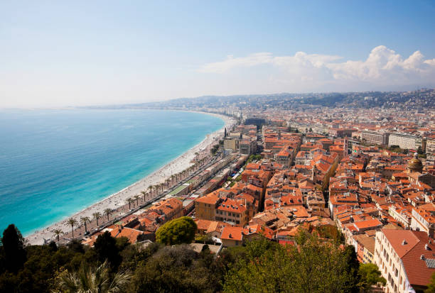 tetti di nizza, francia - city of nice france french riviera promenade des anglais foto e immagini stock