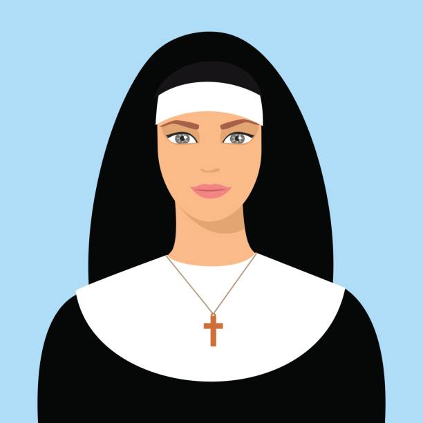 ilustrações de stock, clip art, desenhos animados e ícones de nun flat icon - confessional nun catholic