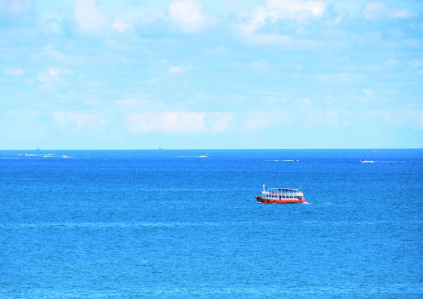 The glass-bottomed catamaran Odyssey 3 off the coast of Fuerteventura.