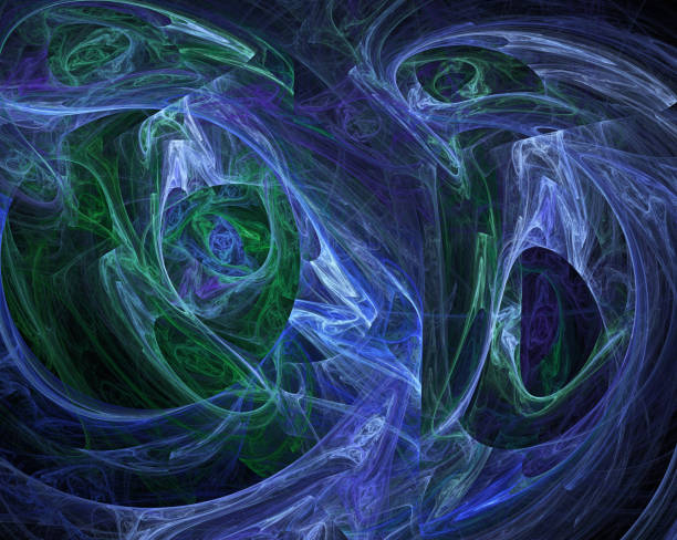 istock Dance of fire neon lights in dark spiral cave underwater 676161678