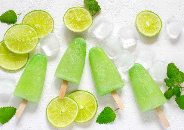 istock Healthy lime mint popsicles with fresh lime slices And ice cubes 676163522