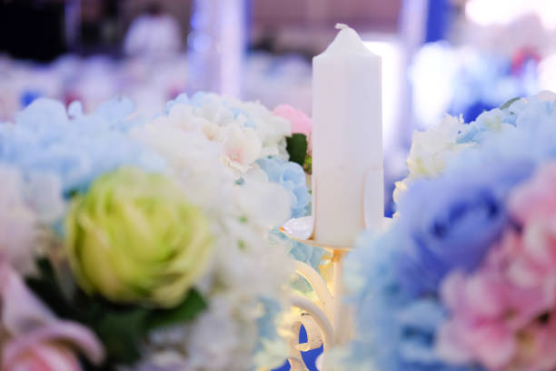 istock Candles and flowers for a festive event, party or wedding 676171748