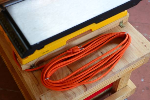 Extension cord of cross cut sled stock photo