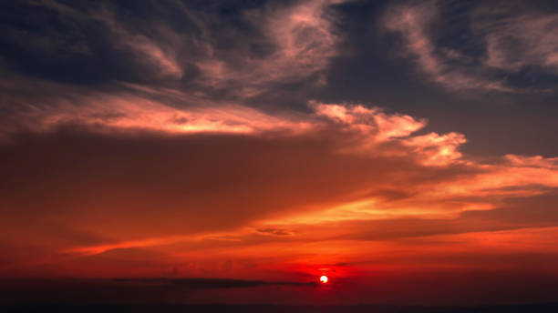 istock Time Lapse of Colorful dramatic sky with cloud at Sunrise.Sky with sun background. 676180102