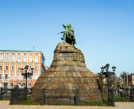 Monument to  Ukrainian Hetman Bogdan Khmelnitsky on Sofia square in Kiev, Ukraine