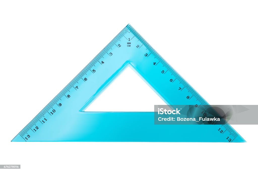 Set Square Triangle Isolated on White Background Set square triangle isolated on white background. Top view Ruler Stock Photo