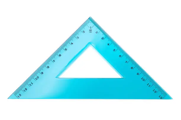 Set square triangle isolated on white background. Top view