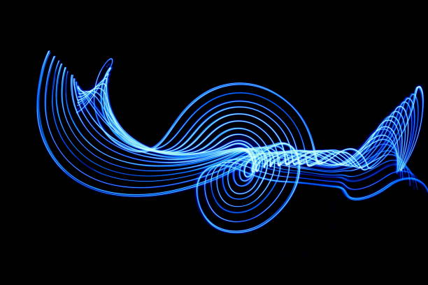 istock Blue Light Painting Photography on a black background 676339510
