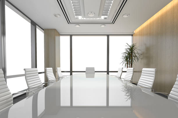 istock 3d rendering seminar business meeting room on office building 676356288