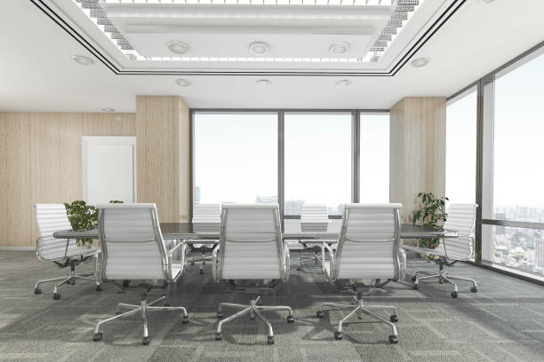 istock 3d rendering meeting room on office building 676356422