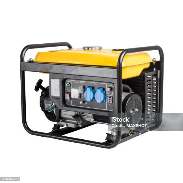 Portable Benzin Generator Isolated White Background Stock Photo - Download Image Now