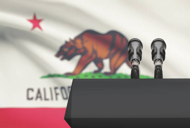 istock Pulpit with USA state flag on background - California 676367668