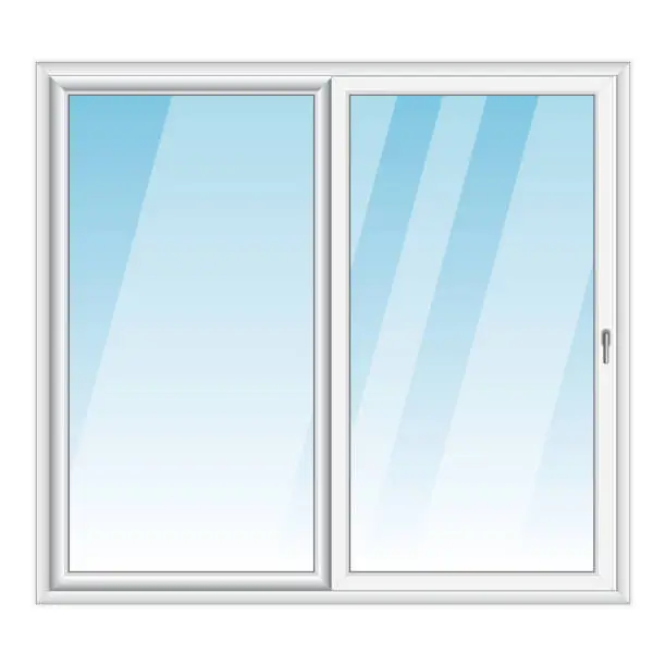 Vector illustration of White PVC vector bay window