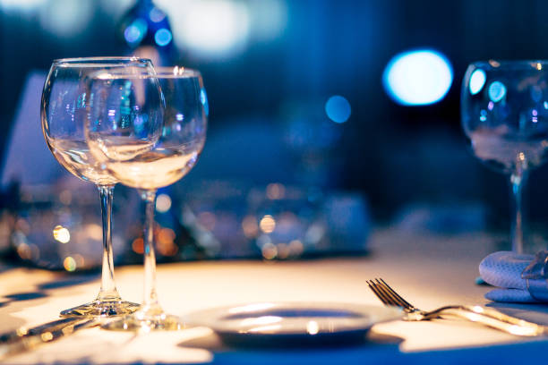 luxury table setting. - flatware silverware in a row eating utensil imagens e fotografias de stock
