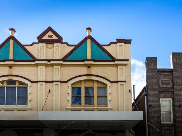 istock Vintage Styled  Building On Blue Sky Background 676431884