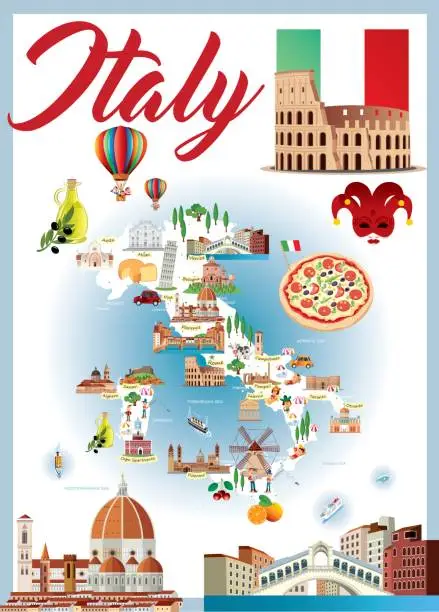 Vector illustration of Cartoon map of ITALY