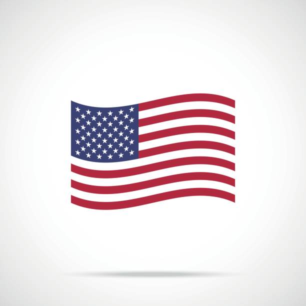 ilustrações de stock, clip art, desenhos animados e ícones de waving american flag icon. flag of the united states of america. vector icon - american flag usa flag curve
