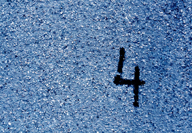 istock Number four on grungy blue cement wall 676445720