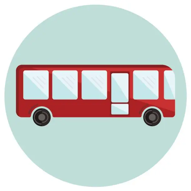 Vector illustration of Cute colorful flat bus icon