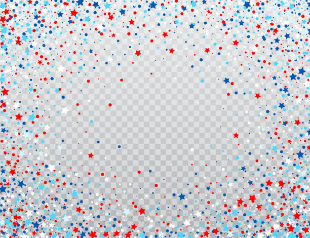 ilustrações de stock, clip art, desenhos animados e ícones de usa celebration confetti stars in national colors for american independence day isolated on background. vector illustration - patriotic awareness