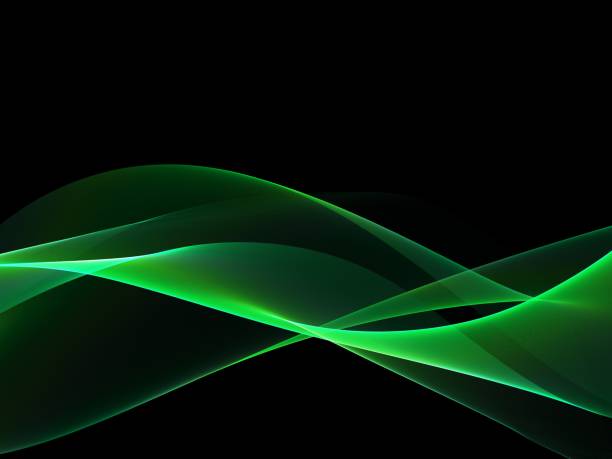 абстрактная светло-зеленая волна на черном фоне - silk black backgrounds pattern stock illustrations